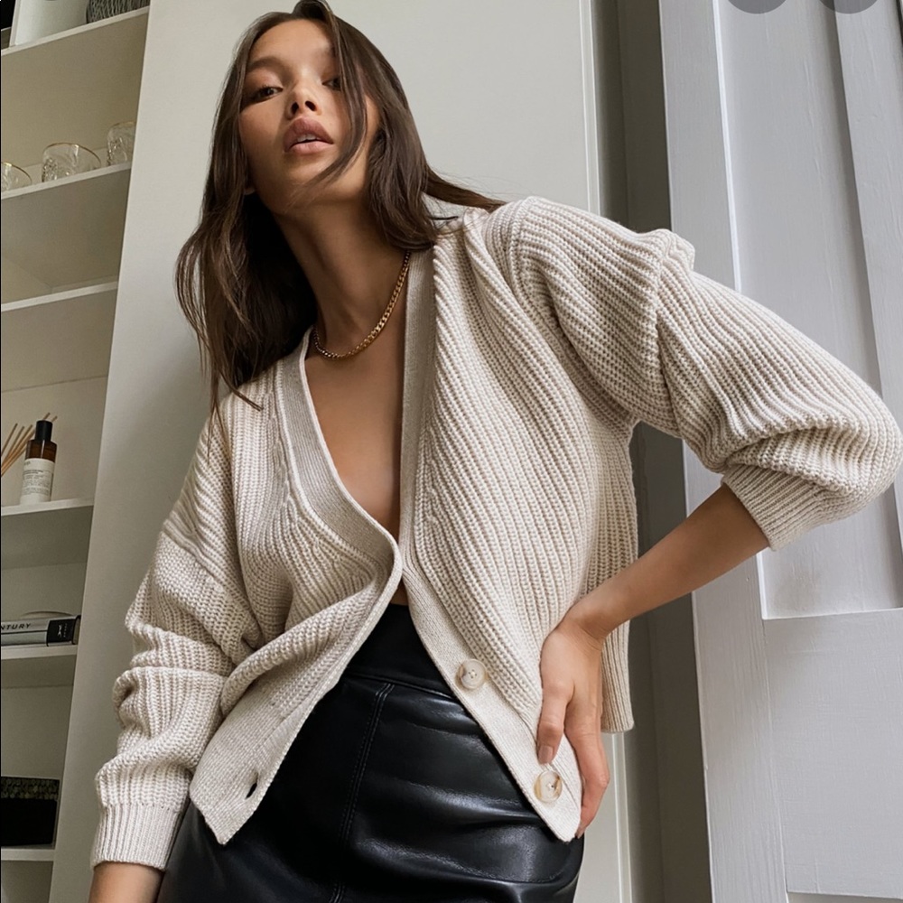 Babaton Canberra Cardigan Aritzia S heather birch